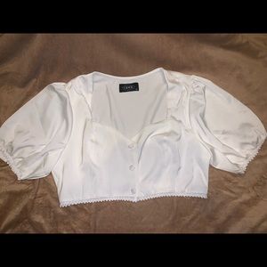 Silky Button up Cropped Princess sleeve Blouse